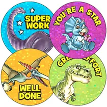 Dinosaur Stickers Holographic  (36 Stickers - 35mm)