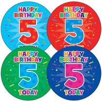 Happy Birthday 5 Today Stickers (35 Stickers - 37mm)