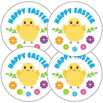 'Happy Easter' Chick Stickers (35 x 37mm)
