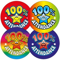 100% Attendance Stickers (45 Stickers - 32mm)