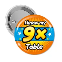 I know my 9x Times Tables Badges (10 Badges - 38mm)