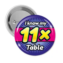 I know my 11x Times Tables Badges (10 Badges - 38mm)