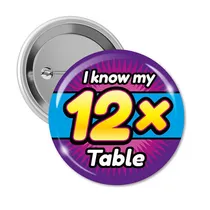 I know my 12x Times Tables Badges (10 Badges - 38mm)