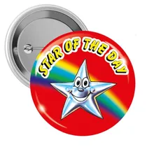 Star of the Day Badges - Red (10 Badges - 38mm)