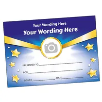 Personalised Blue Banner and Stars Certificates (A5)