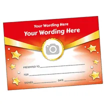 Personalised Red Banner and Stars Certificates (A5)