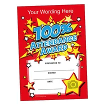 Personalised 100% Attendance Award Certificate (A5) Brainwaves
