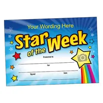 Personalised Rainbow Star of the Week Certificate (A5) Brainwaves
