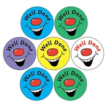 Smiley Stickers - Well Done (35 Stickers - 20mm)
