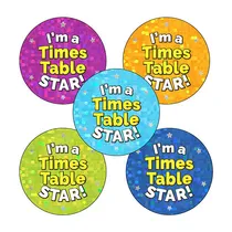 Holographic 'I'm a Times Table Star' Stickers (30 Stickers - 25mm)
