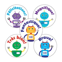 French Stickers - Robots (30 Stickers - 25mm)
