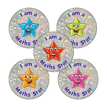 Holographic I am a Maths Star Stickers (30 Stickers - 25mm)