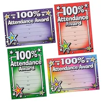 Metallic 100% Attendance Award Certificates (20 Certificates - A5) Brainwaves