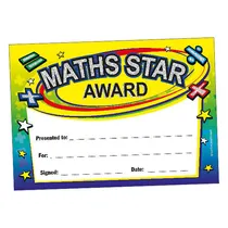 Holographic Maths Star Award Certificates (20 Certificates - A5)