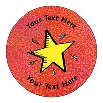 Personalised Holographic Bright Star Stickers (72 Stickers - 35mm)