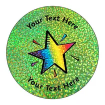 Personalised Holographic Rainbow Star Stickers (72 Stickers - 35mm)