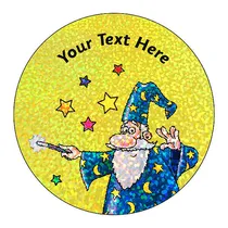 Personalised Holographic Wizard Stickers (72 Stickers - 35mm)