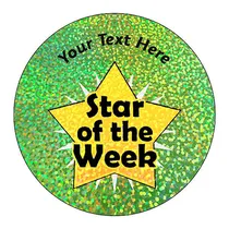 Personalised Holographic Star of the Week Stickers (72 Stickers - 35mm)