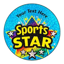 Holographic Personalised Sports Star Stickers (72 Stickers - 35mm)