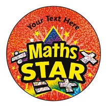 Holographic Personalised Maths Star Stickers (72 Stickers - 35mm)