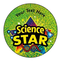 Holographic Personalised Science Star Stickers (72 Stickers - 35mm)