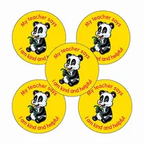 Kind & Helpful Panda Stickers (70 Stickers - 25mm)