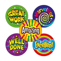 Bright Wording Reward Stickers (70 Stickers - 25mm)