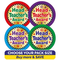 Metallic Head Teacher's Award Stickers (37mm) Brainwaves