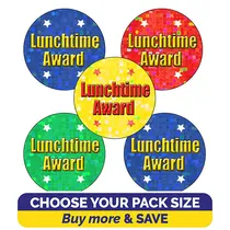 Holographic Lunchtime Award Stickers (25mm) Brainwaves