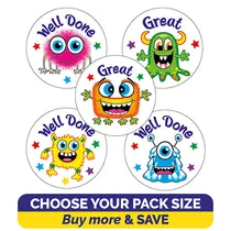 Scented Jellybean Stickers - Well Done Monsters (25mm)