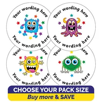 Personalised SCENTED Monster Stickers - Bubblegum (37mm)