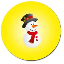 Personalised Snowman Stickers - Yellow (35 per sheet - 37mm)