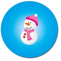 Personalised Snowman Stickers -  Light Blue (35 per sheet - 37mm)