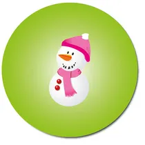 Personalised Snowman Stickers - Green (35 per sheet - 37mm)