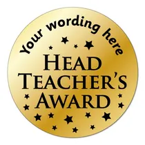Personalised Metallic Head Teacher's Award Stickers OUT OF STOCK TRY HOLO20 (35 Stickers - 37mm)