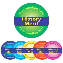 Personalised History Merit Stickers (70 per sheet - 25mm)