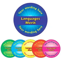 Personalised Languages Merit Sticker (70 per sheet - 25mm)