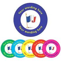 Personalised French Flag Stickers (70 per sheet - 25mm)