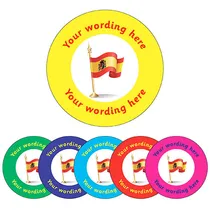 Personalised Spanish Flag Stickers (70 per sheet - 25mm)