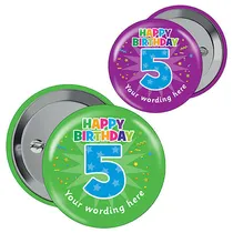 Personalised Happy 5th Birthday Badges (10 Badges)