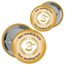 Personalised Third Badges - Gold (10 Badges)
