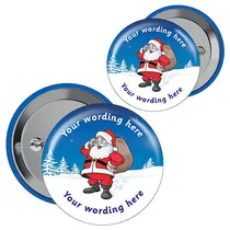 Personalised Merry Christmas Santa Badges x 10
