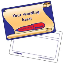 Personalised Handwriting Plastic CertifiCARD (Wallet Size Card)