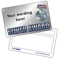 Personalised Silver Award Plastic CertifiCARD (86mm x 54mm)