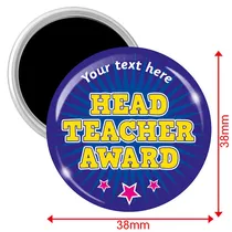 Personalised Head Teacher Award Magnets - Blue (10 Magnets - 38mm)