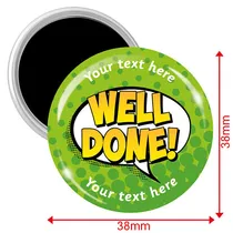 Personalised Well Done Magnets - Green (10 Magnets - 38mm)
