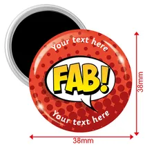 Personalised Fab Magnets - Red (10 Magnets - 38mm)