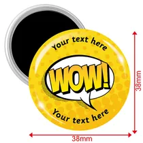 Personalised Wow Magnets - Yellow (10 Magnets - 38mm)