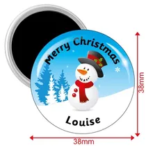 Personalised Christmas Snowman Magnets (10 Magnets - 38mm)