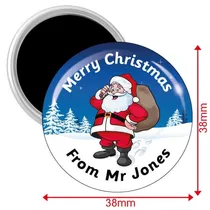 Personalised Father Christmas Magnets - (10 Magnets - 38mm)